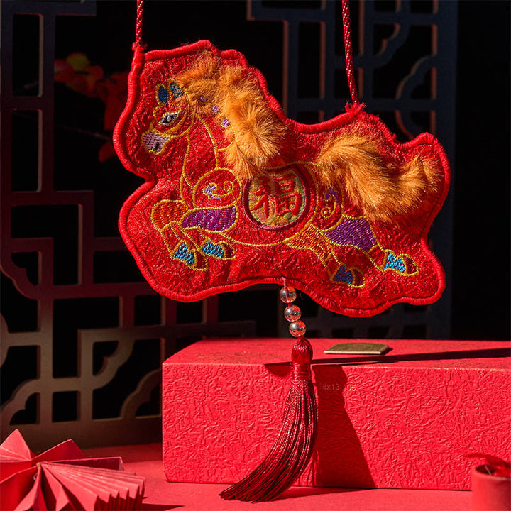Buddha Stones Year Of The Horse 2026 New Year Fu Character Tassel Embroidery Chinese Red Envelope - image 1