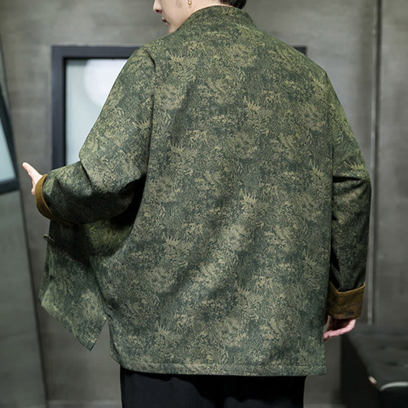 Buddha Stones Leaves Flower Frog-button Tang Suit Cotton Men's Jacket Shirt  - image 8