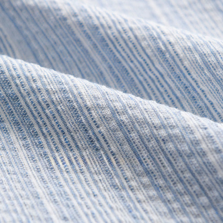 Buddha Stones Embroidery Bird Striped Pattern Long Sleeve Men's Cotton Shirt With Pocket - image 11