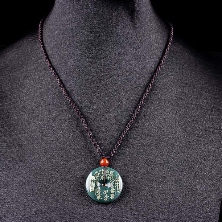 Buddha Stones Mountain Ghosts Spend Money Peace Buckle Jade Luck Necklace Pendant - image 3