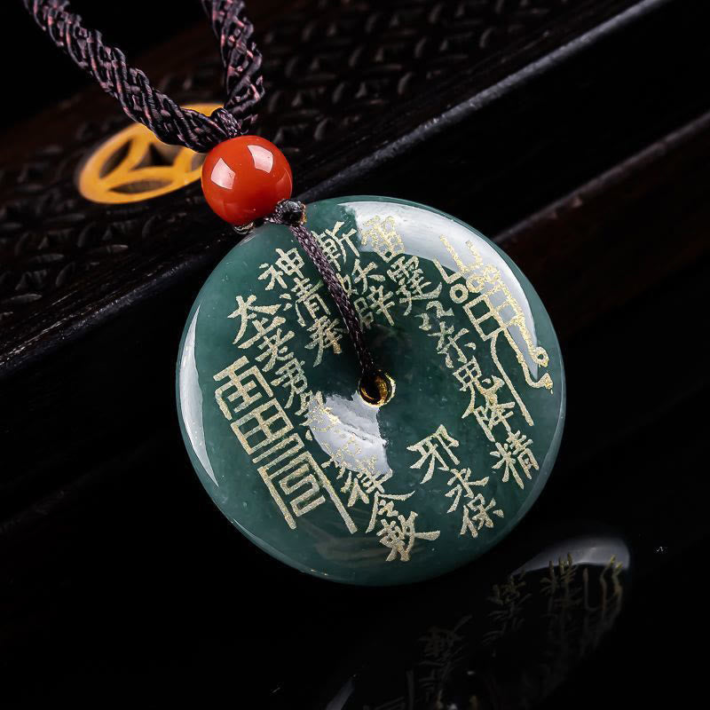 Buddha Stones Mountain Ghosts Spend Money Peace Buckle Jade Luck Necklace Pendant - image 1