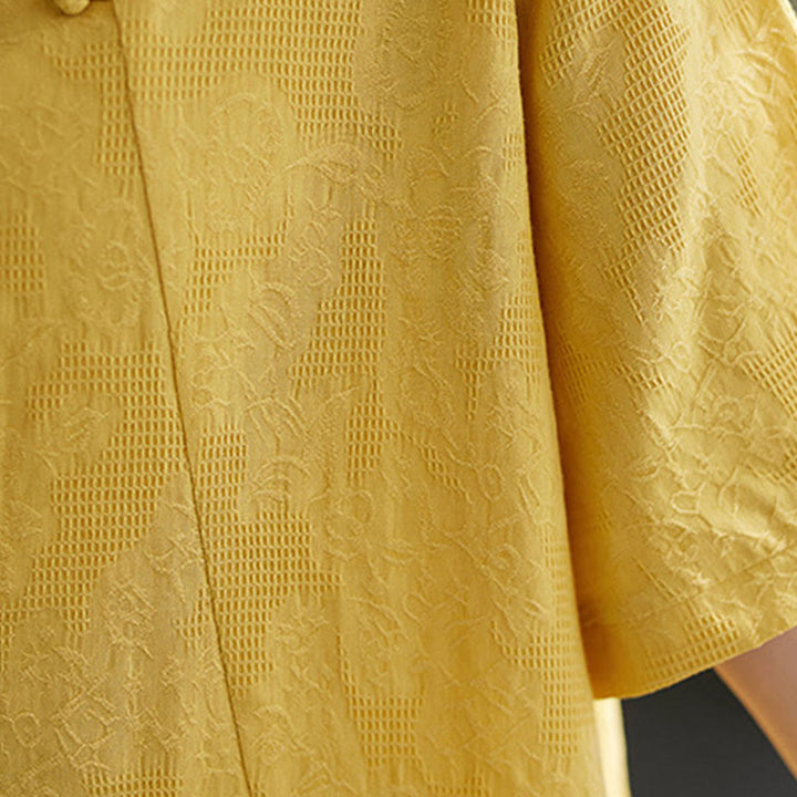 Buddha Stones Three-dimensional Flowers Design Crew Neck Short Sleeve Cotton Women's Shirt - image 16