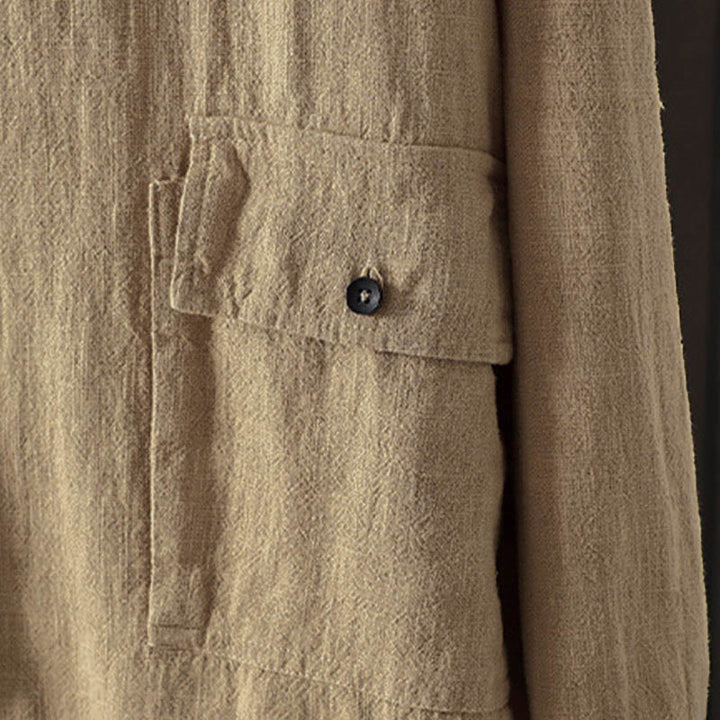 Buddha Stones Fall Solid Color Crew Neck Colorful Buttons Down Design Women's Cotton Long Sleeve Shirt - image 3