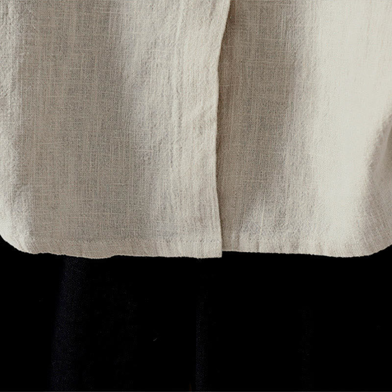 Buddha Stones Fall Solid Color Crew Neck Colorful Buttons Down Design Women's Cotton Long Sleeve Shirt - image 12