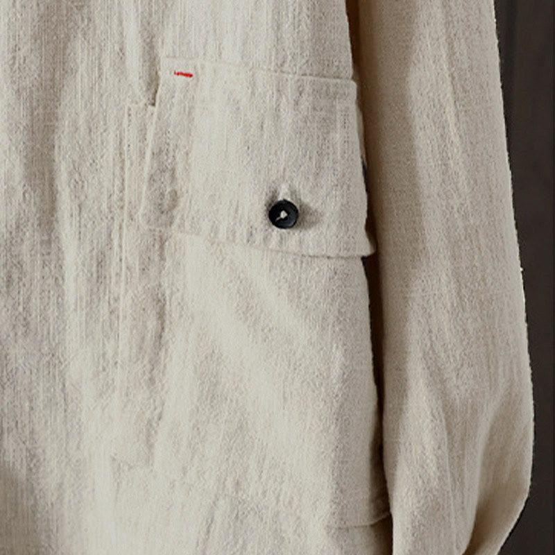 Buddha Stones Fall Solid Color Crew Neck Colorful Buttons Down Design Women's Cotton Long Sleeve Shirt - image 10