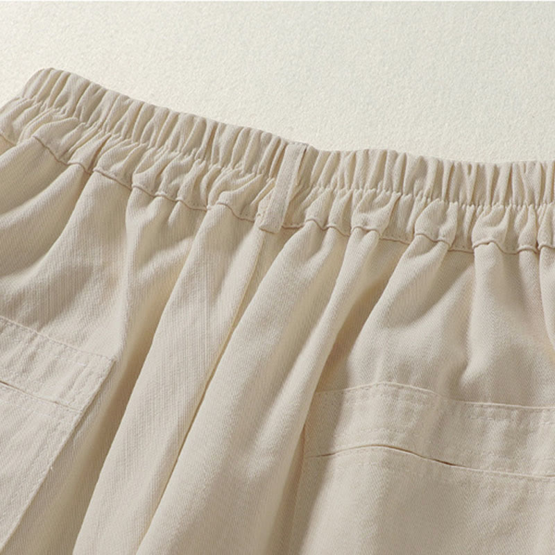 Buddha Stones Fall Simple Lines Button Zipper Design Ankle-Length Cotton Women's Harem Pants With Pockets - image 4