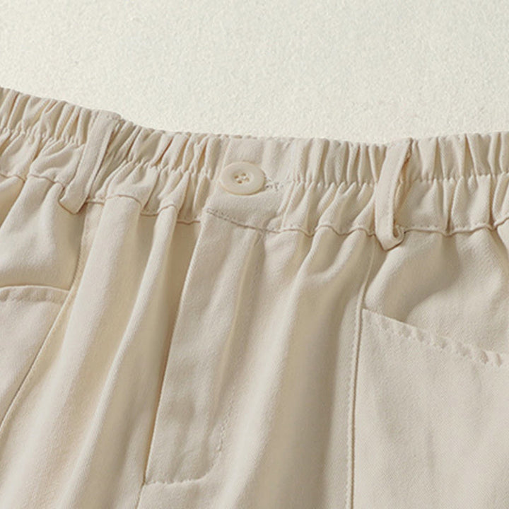 Buddha Stones Fall Simple Lines Button Zipper Design Ankle-Length Cotton Women's Harem Pants With Pockets - image 1