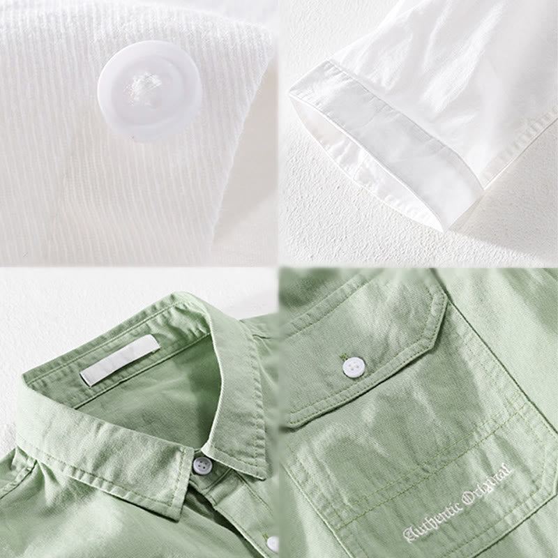 Buddha Stones Summer Buttons Down Two Decorative Pockets Men's Half Sleeve Cotton Shirt - image 21