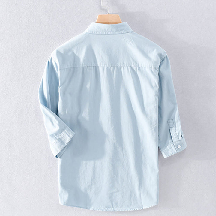 Buddha Stones Summer Buttons Down Two Decorative Pockets Men's Half Sleeve Cotton Shirt - image 1