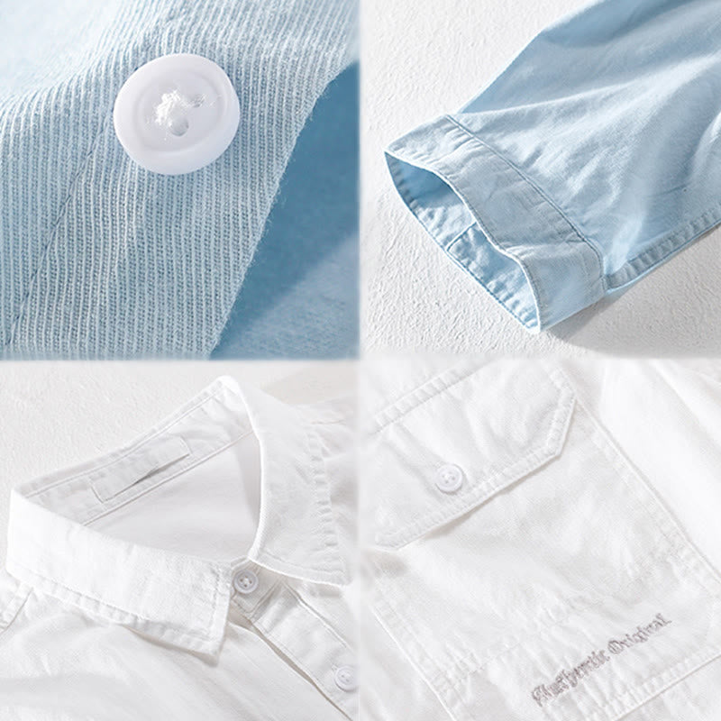 Buddha Stones Summer Buttons Down Two Decorative Pockets Men's Half Sleeve Cotton Shirt - image 19