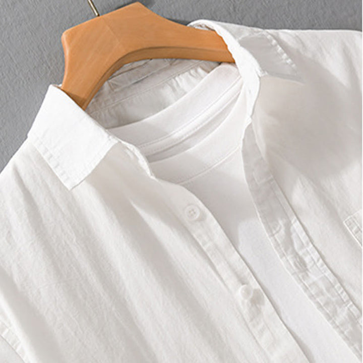 Buddha Stones Summer Buttons Down Bird Embroidery Decorative Pocket Men's Short Sleeve Cotton Shirt - image 3