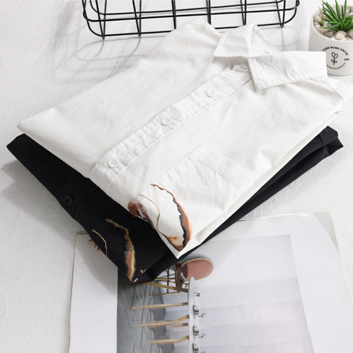 Buddha Stones Summer Buttons Down Bird Embroidery Decorative Pocket Men's Short Sleeve Cotton Shirt - image 14