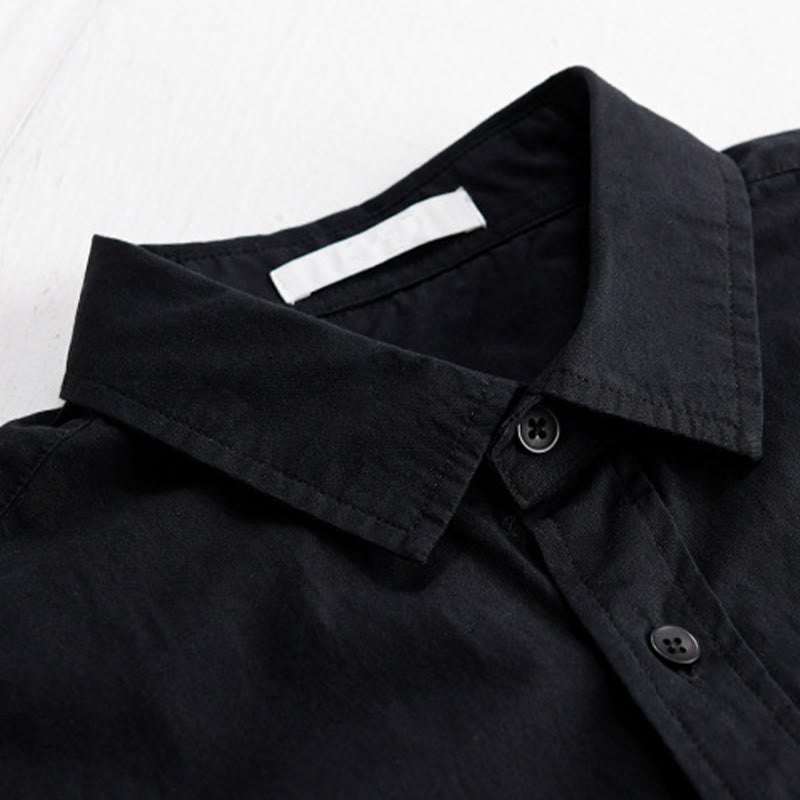 Buddha Stones Summer Buttons Down Bird Embroidery Decorative Pocket Men's Short Sleeve Cotton Shirt - image 12