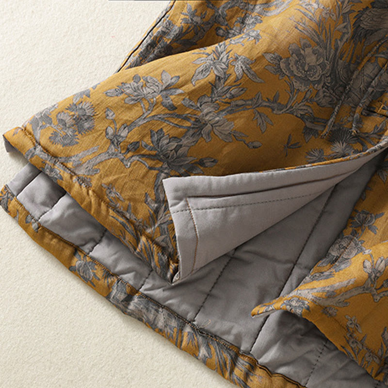 Buddha Stones Crane Flowers Branches Frog-Button Pattern Cotton Women's Sleeveless Vest Waistcoat - image 9