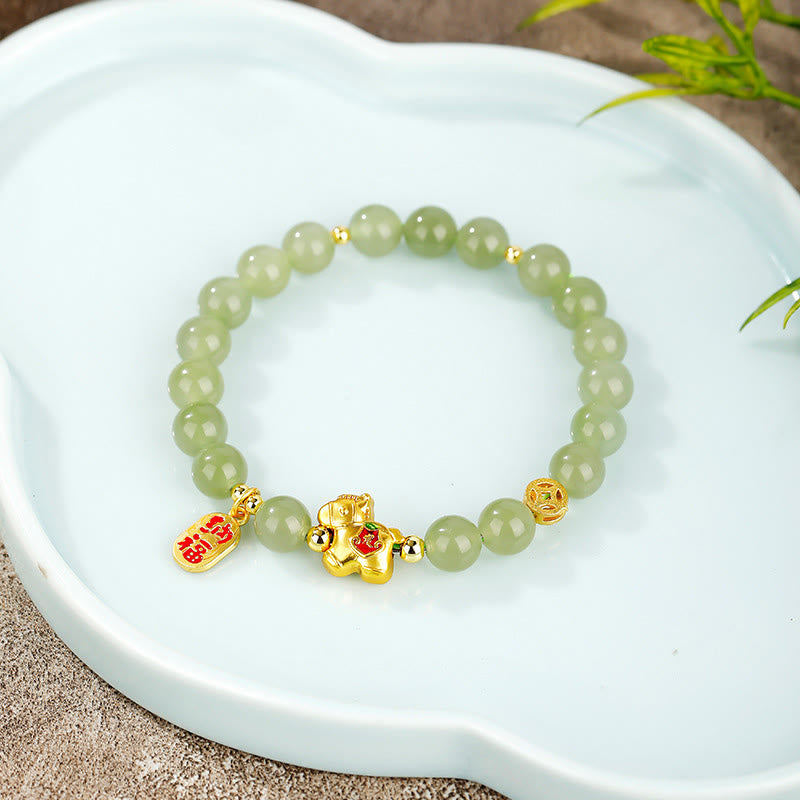 Buddha Stones Year Of The Horse Hetian Jade Abundance Bracelet - image 1