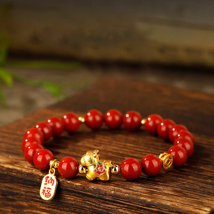 Buddha Stones Year Of The Horse South Red Agate Success Bracelet - South Red Agate(Wrist Circumference: 17cm) - 10mm - image 0
