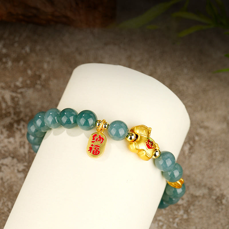 Buddha Stones Year Of The Horse Jade Prosperity Abundance Bracelet - image 4