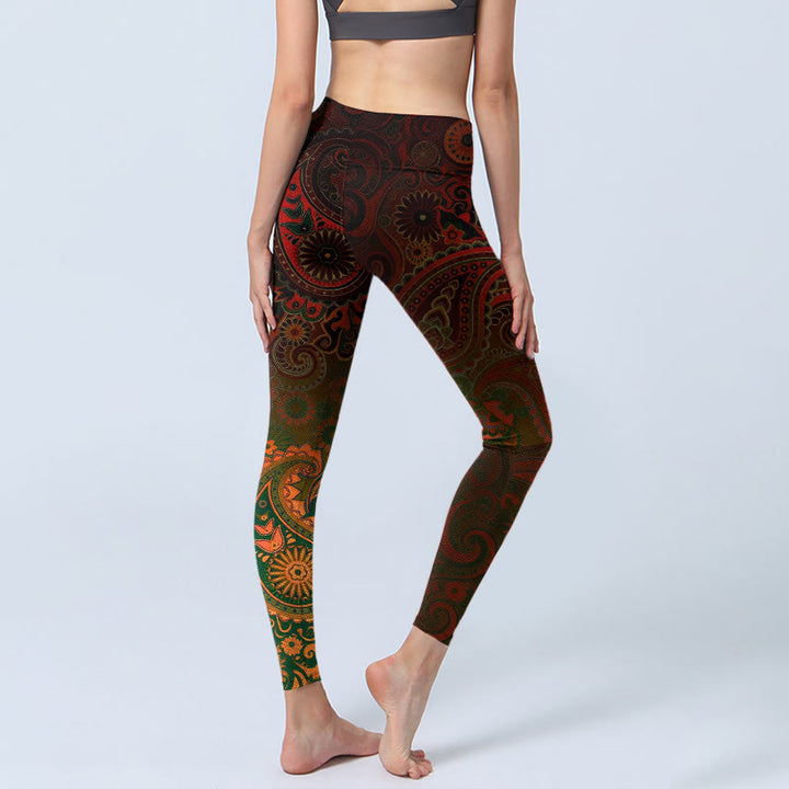 Buddha Stones Cashew Flower Paisley Print Gym Leggings Women's Yoga Pants - image 4