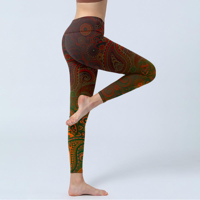 Buddha Stones Cashew Flower Paisley Print Gym Leggings Women's Yoga Pants - image 3