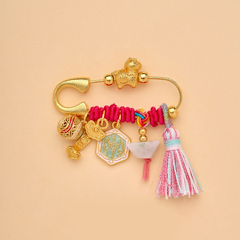 Buddha Stones Year Of The Horse Fu Character Lotus Attract Fortune Ruyi Handle Peace Buckle Luck Brooch - Ruyi Horse - image 10