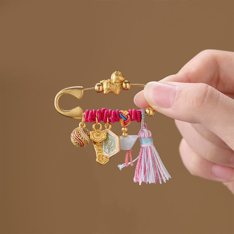 Buddha Stones Year Of The Horse Fu Character Lotus Attract Fortune Ruyi Handle Peace Buckle Luck Brooch - image 11