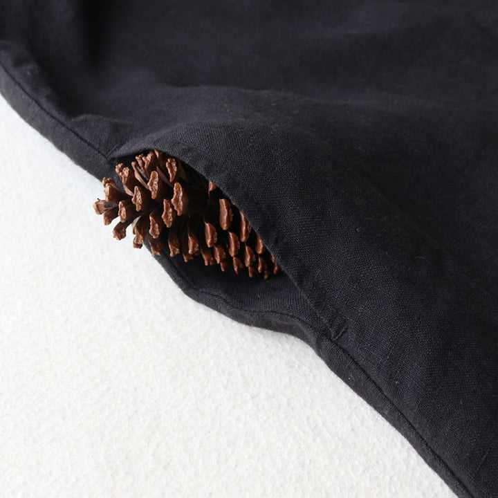 Buddha Stones Fall Solid Buttons Down Lapel Design Three Quarter Sleeve Women's Midi Dress With Pockets - image 3