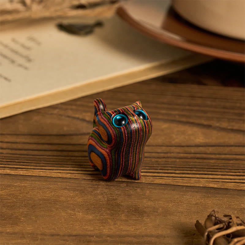 Buddha Stones Carved Cute Kitten Rainbow Eucalyptus Reduce Stress Decoration - image 1