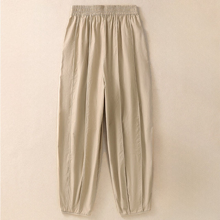 Buddha Stones Summer Simple Pure Color High Waisted Pleated Women's Harem Pants With Pockets - image 10