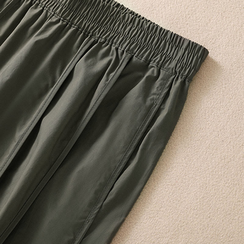 Buddha Stones Summer Simple Pure Color High Waisted Pleated Women's Harem Pants With Pockets - image 6