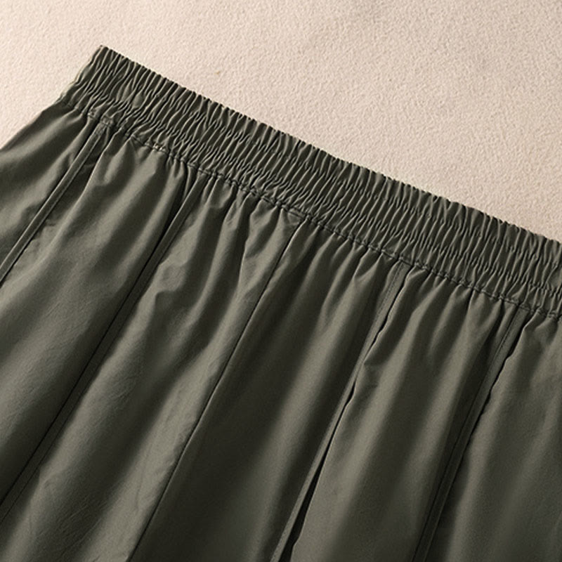 Buddha Stones Summer Simple Pure Color High Waisted Pleated Women's Harem Pants With Pockets - image 3