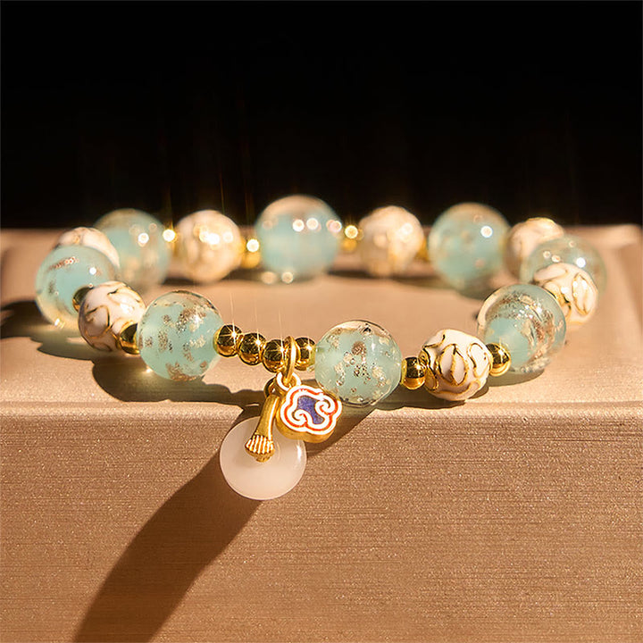Buddha Stones Blue Liuli Glass Blessings Bracelet - image 1