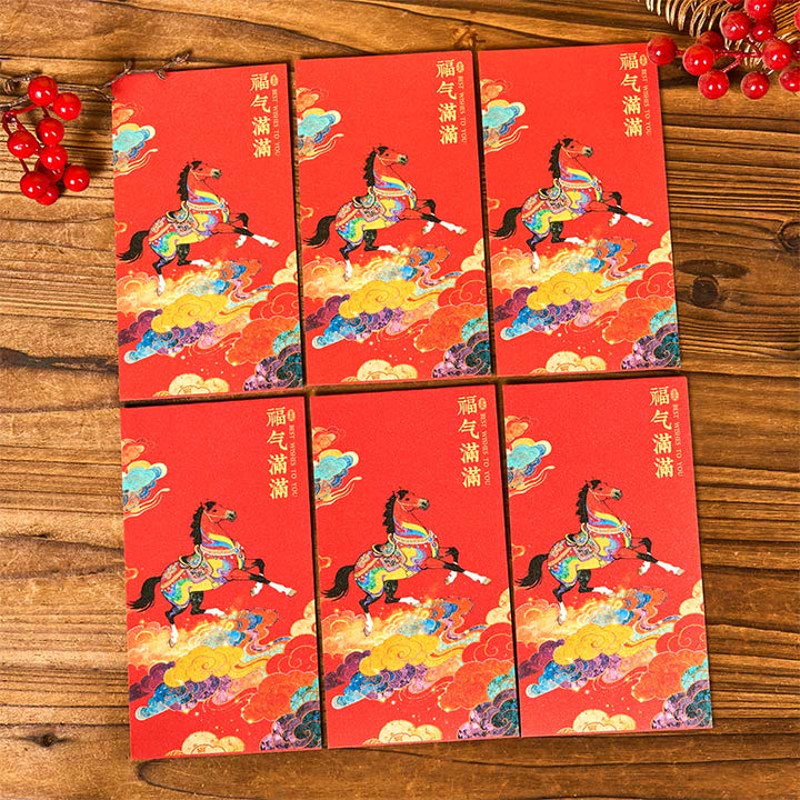 Buddha Stones Year Of The Horse 2026 New Year Blessings 6pcs Chinese Red Envelope - Full Of Blessings Red Envelope - image 1