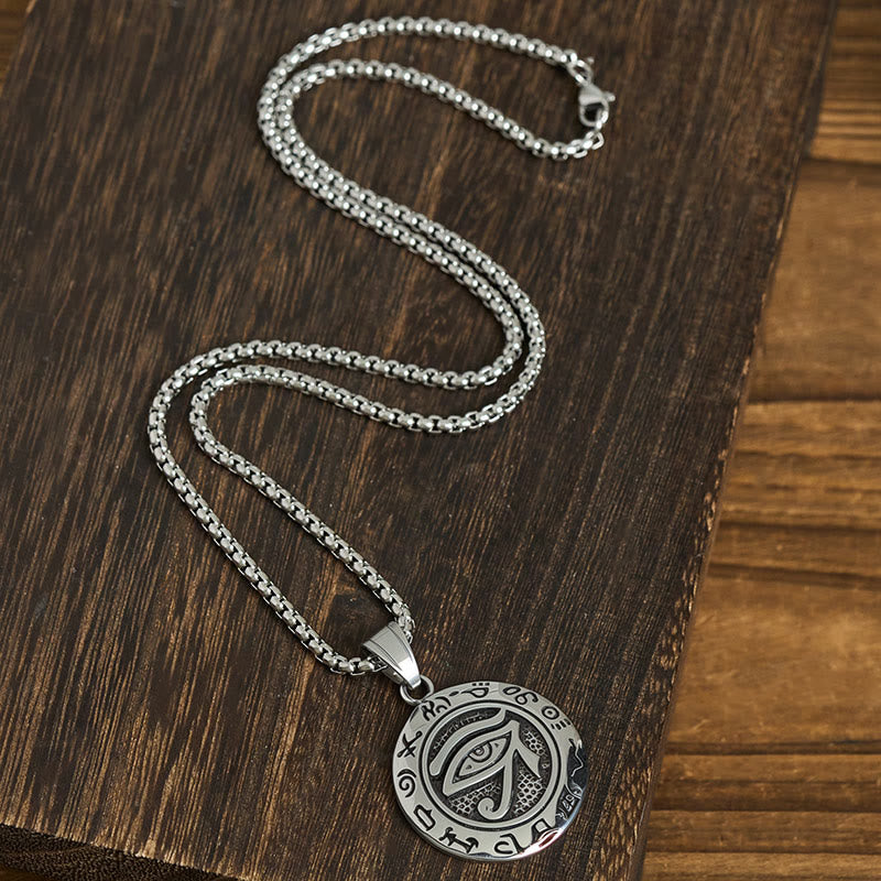 Buddha Stones Titanium Steel Evil Eye Balance Necklace Pendants - image 4