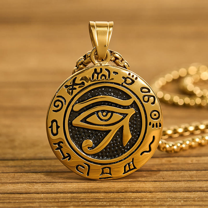 Buddha Stones Titanium Steel Evil Eye Balance Necklace Pendants - image 9