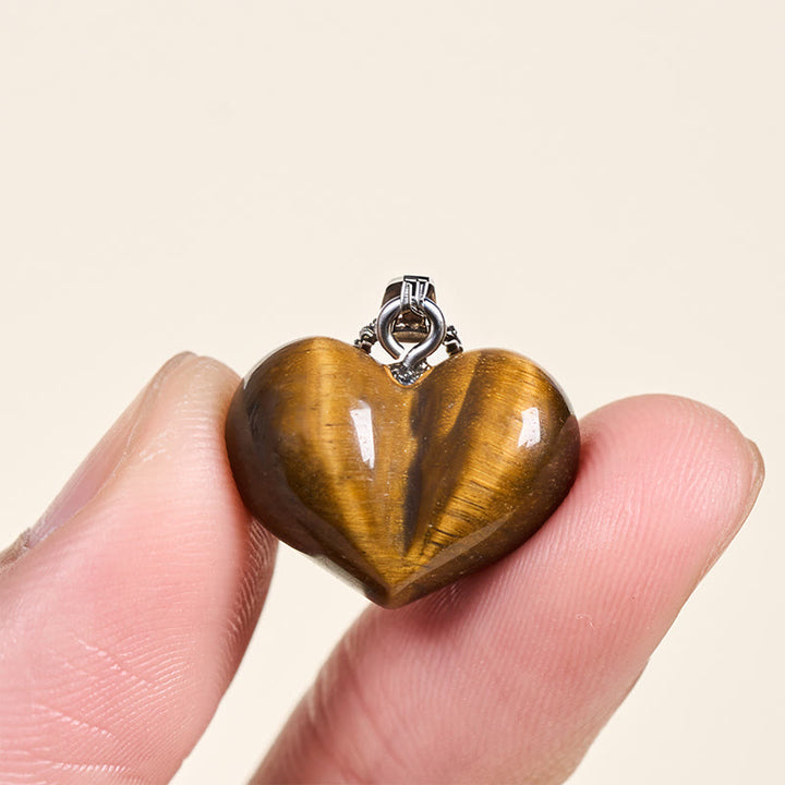 Buddha Stones Heart Design Amethyst Topaz Pink Crystal Opal Tiger Eye White Crystal Red Jasper Amazonite Green Aventurine Black Obsidian Citrine Balance Necklace Pendant - image 21