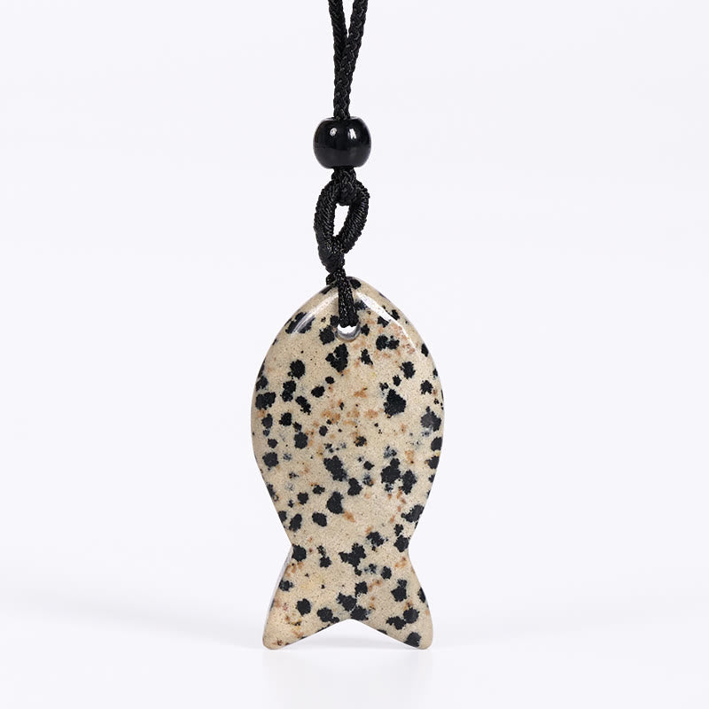 Buddha Stones Koi Fish Pink Crystal Indian Agate Amethyst Topaz Red Jasper Success Warmth Necklace Pendant - Dalmatian Jasper - image 34