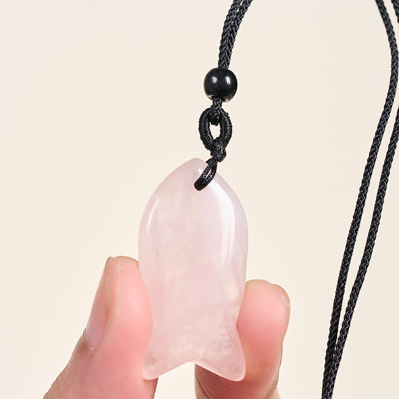 Buddha Stones Koi Fish Pink Crystal Indian Agate Amethyst Topaz Red Jasper Success Warmth Necklace Pendant - image 2