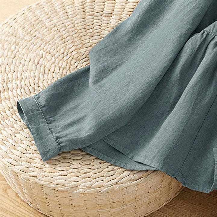 Buddha Stones Fall Commute Patchwork Plain Design Long Sleeve Women's Cotton Buttons Shirt - image 23