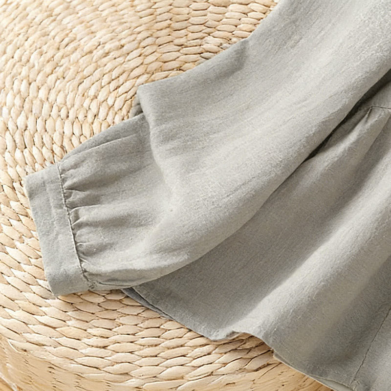 Buddha Stones Fall Commute Patchwork Plain Design Long Sleeve Women's Cotton Buttons Shirt - image 15