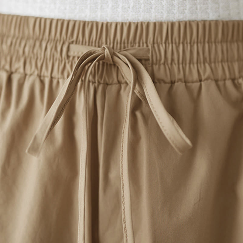 Buddha Stones Plain Buttoned Side Design Capri Cropped Women's Wide Leg Pants With Pockets - image 22