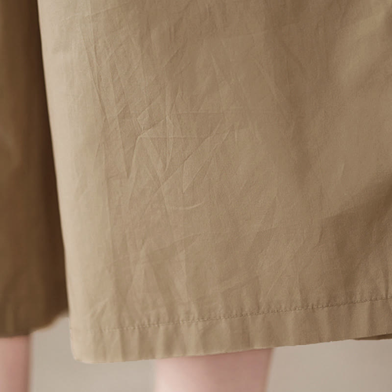 Buddha Stones Plain Buttoned Side Design Capri Cropped Women's Wide Leg Pants With Pockets - image 26