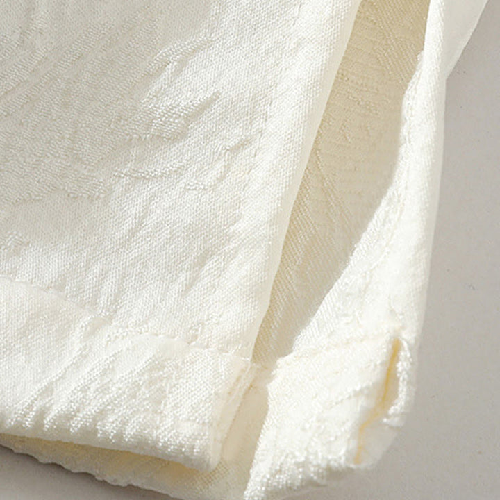 Buddha Stones Textured Jacquard Bagua Pattern Button Tang Suit Men's Half Sleeve Cotton Shirt - image 7