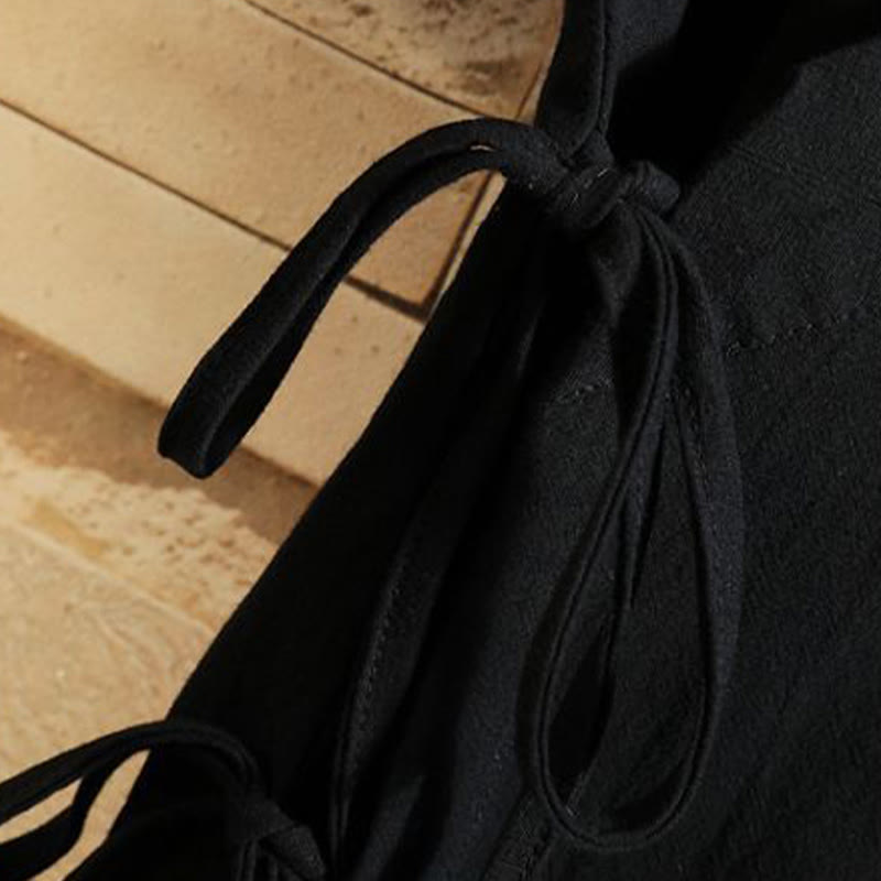 Buddha Stones Embroidered Crane Auspicious Cloud Pattern Open Front Short Sleeve Jacket Men's Cotton Kimono - image 11