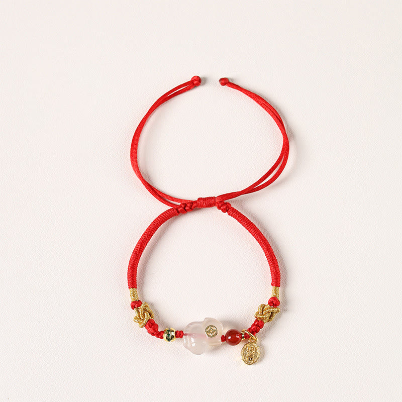 Buddha Stones Year Of The Horse Copper Sun Stone White Agate Red String Luck Bracelet - Copper White Agate(Wrist Circumference: 13-24 cm) - image 10