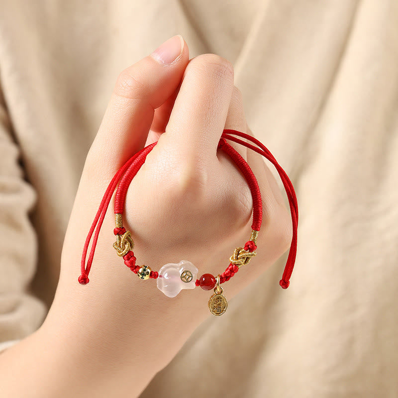 Buddha Stones Year Of The Horse Copper Sun Stone White Agate Red String Luck Bracelet - image 17