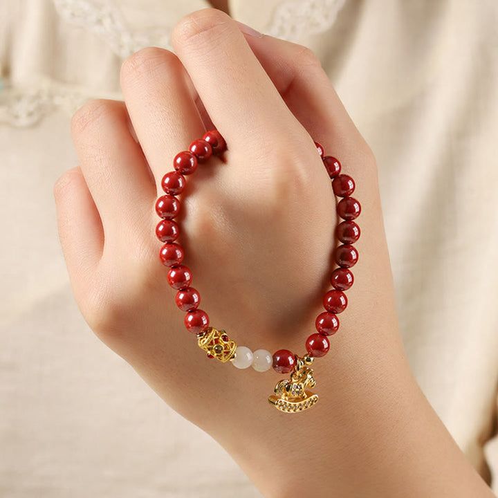 Buddha Stones Year Of The Horse Cinnabar Copper Hetian Jade Concentration Bracelet - image 15