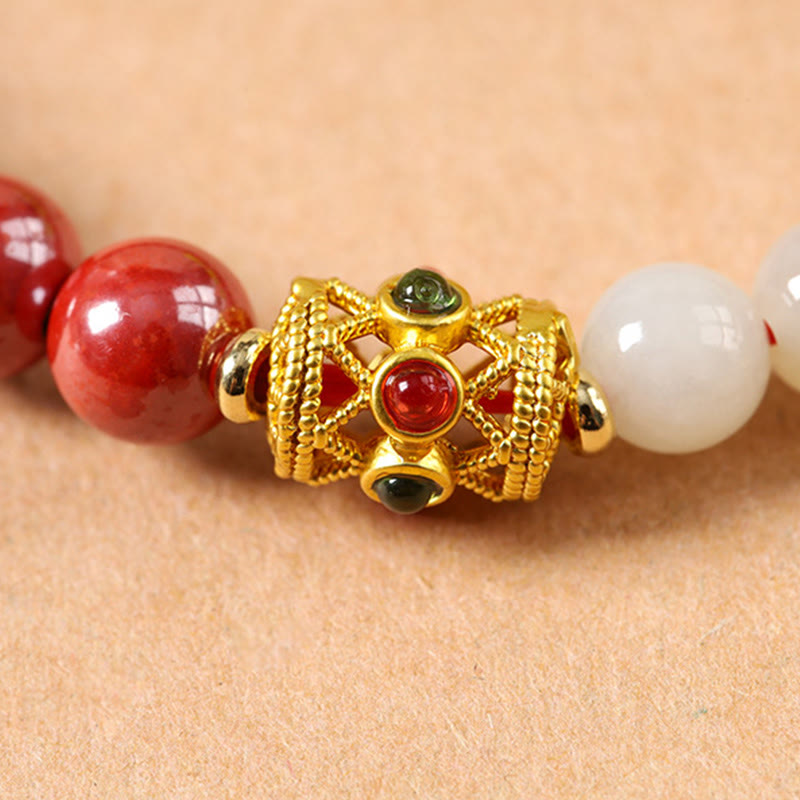 Buddha Stones Year Of The Horse Cinnabar Copper Hetian Jade Concentration Bracelet - image 16