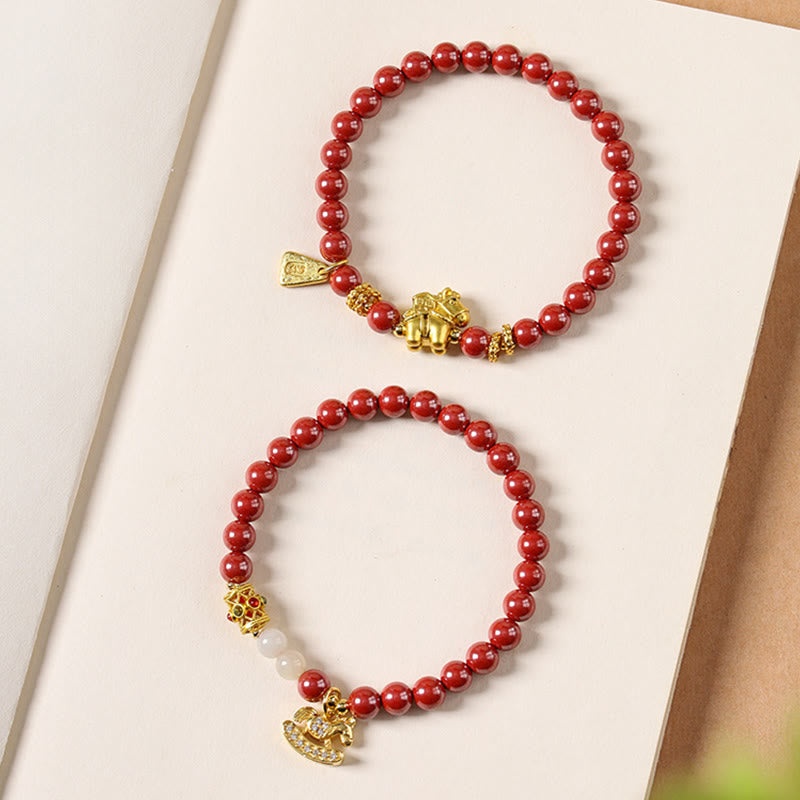 Buddha Stones Year Of The Horse Cinnabar Copper Hetian Jade Concentration Bracelet - image 19