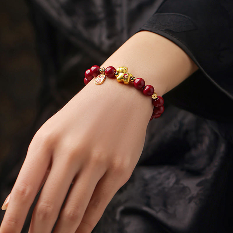 Buddha Stones Year Of The Horse Cinnabar Blessing Bracelet - image 4