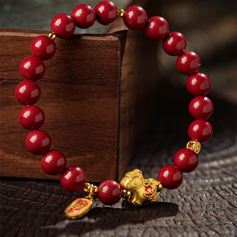 Buddha Stones Year Of The Horse Cinnabar Blessing Bracelet - image 11